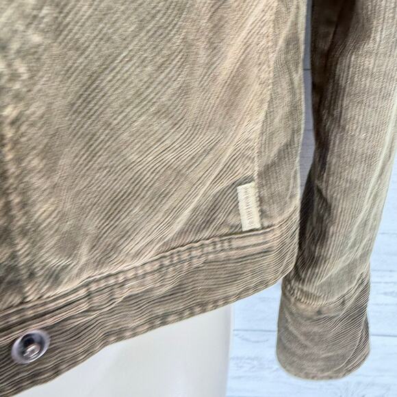 VTG American Eagle y2k small green corduroy penny lane faux fur jacket grunge - Picture 7 of 11